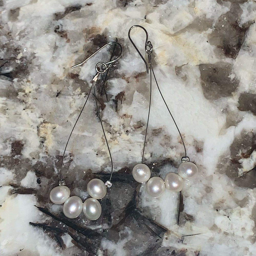 Lab Grown Pearl Dangle Earrings